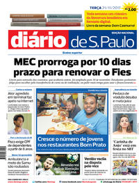 Capa do jornal Diário de São Paulo 21/11/2017