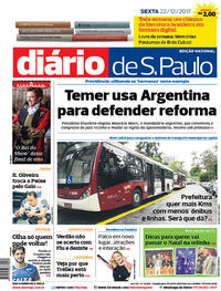 Capa do jornal Diário de São Paulo 22/12/2017