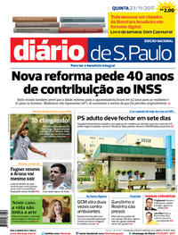 Capa do jornal Diário de São Paulo 23/11/2017