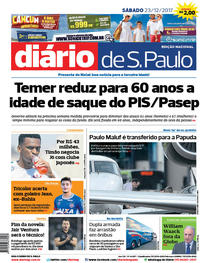Capa do jornal Diário de São Paulo 23/12/2017