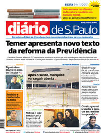 Capa do jornal Diário de São Paulo 24/11/2017