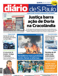Capa do jornal Diário de São Paulo 25/05/2017