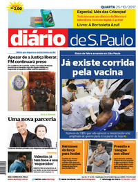 Capa do jornal Diário de São Paulo 25/10/2017