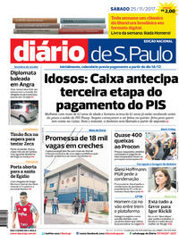Capa do jornal Diário de São Paulo 25/11/2017