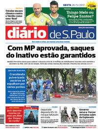 Capa do jornal Diário de São Paulo 26/05/2017
