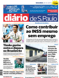 Capa do jornal Diário de São Paulo 26/06/2017