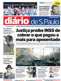 Capa do jornal Diário de São Paulo 26/09/2017