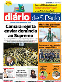 Capa do jornal Diário de São Paulo 26/10/2017