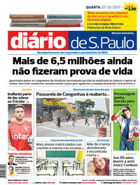 Capa do jornal Diário de São Paulo 27/12/2017