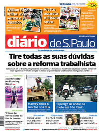 Capa do jornal Diário de São Paulo 28/08/2017