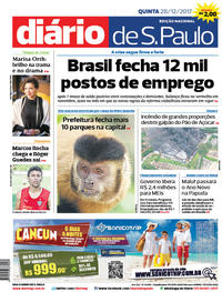 Capa do jornal Diário de São Paulo 28/12/2017