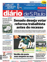 Capa do jornal Diário de São Paulo 29/06/2017