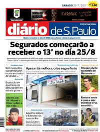 Capa do jornal Diário de São Paulo 29/07/2017