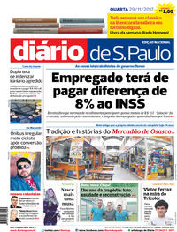 Capa do jornal Diário de São Paulo 29/11/2017