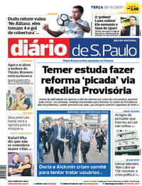 Capa do jornal Diário de São Paulo 30/05/2017