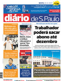 Capa do jornal Diário de São Paulo 30/06/2017