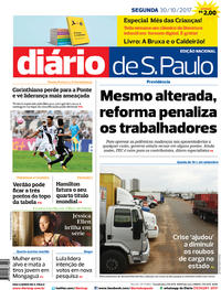 Capa do jornal Diário de São Paulo 30/10/2017