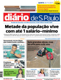 Capa do jornal Diário de São Paulo 30/11/2017