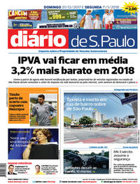 Capa do jornal Diário de São Paulo 31/12/2017