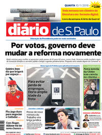 Capa do jornal Diário de São Paulo 10/01/2018