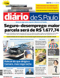 Capa do jornal Diário de São Paulo 12/01/2018