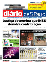 Capa do jornal Diário de São Paulo 13/01/2018