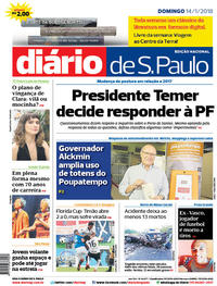 Capa do jornal Diário de São Paulo 14/01/2018