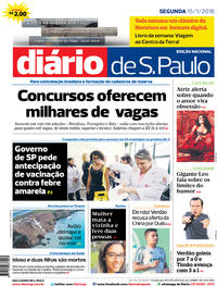 Capa do jornal Diário de São Paulo 15/01/2018