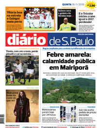 Capa do jornal Diário de São Paulo 18/01/2018