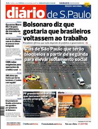 Capa do jornal Diário de São Paulo 02/05/2020