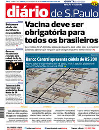 Capa do jornal Diário de São Paulo 03/09/2020