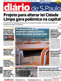 Capa do jornal Diário de São Paulo 04/09/2020