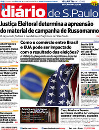 Capa do jornal Diário de São Paulo 04/11/2020