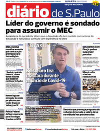 Capa do jornal Diário de São Paulo 08/07/2020