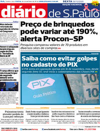 Capa do jornal Diário de São Paulo 09/10/2020