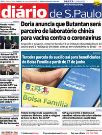 Capa do jornal Diário de São Paulo 12/06/2020
