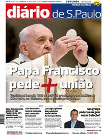 Capa do jornal Diário de São Paulo 13/04/2020
