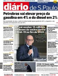 Capa do jornal Diário de São Paulo 13/08/2020