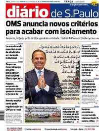 Capa do jornal Diário de São Paulo 14/04/2020