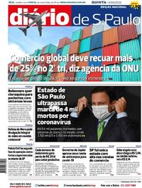 Capa do jornal Diário de São Paulo 14/05/2020