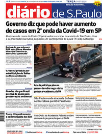 Capa do jornal Diário de São Paulo 14/07/2020