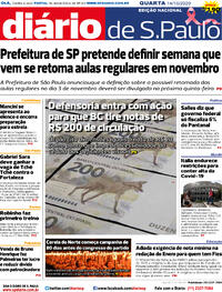Capa do jornal Diário de São Paulo 14/10/2020