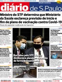 Capa do jornal Diário de São Paulo 14/12/2020