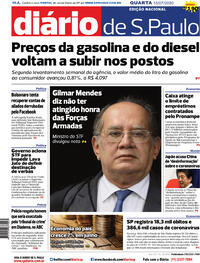 Capa do jornal Diário de São Paulo 15/07/2020