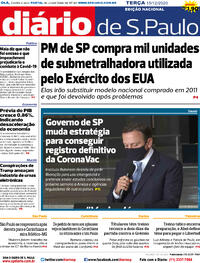 Capa do jornal Diário de São Paulo 15/12/2020