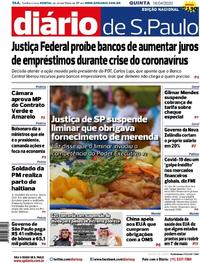 Capa do jornal Diário de São Paulo 16/04/2020