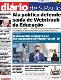 Capa do jornal Diário de São Paulo 16/06/2020