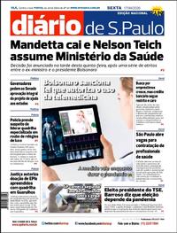 Capa do jornal Diário de São Paulo 17/04/2020