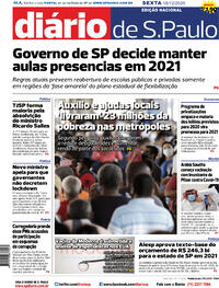 Capa do jornal Diário de São Paulo 18/12/2020