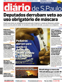 Capa do jornal Diário de São Paulo 20/08/2020